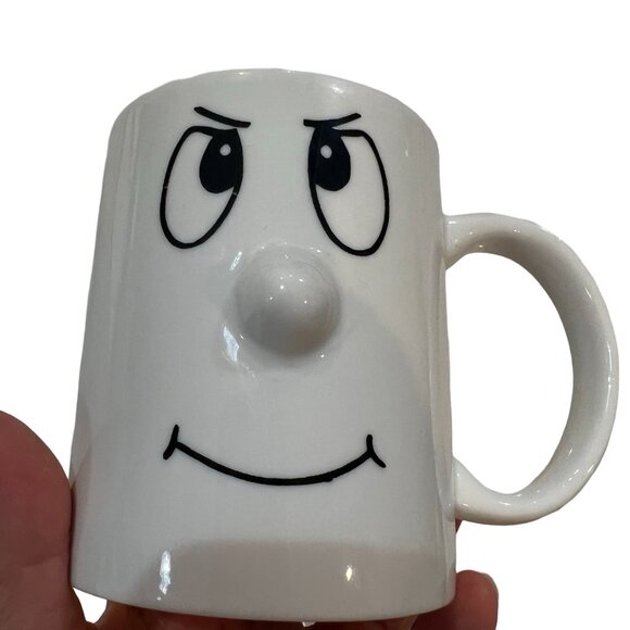 Vintage 90s Sculpted Face Mug , 3D Nose Mug Cup Smirk Funny Whimsical Face 10oz - Picture 2 of 7